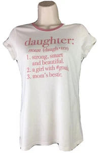 Children’s Place Girl’s Cream Tee With “daughter” In Mauve Glitter Size XL 14 - Picture 1 of 6