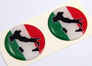 Italia Italy flag Round domed decal 2 emblem Car bike stickers 1.45" PAIR - Imagen 1 de 2