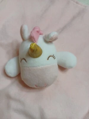 Bebé Starters Lovey Rosa Unicornio Be Happy Arco Iris Vellón Satinado Chupete Peluche Foto 1 de 4