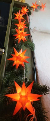 10 LED Sternenkette außen Weihnachten orange Stern-Kette Lichterkette B-WARE - Bild 1 von 2