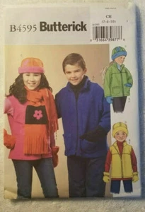 Butterick B4595 Girls Boys Jacket Vest Hat Scarf Mittens Sew Pattern sz 7 8 10 - Picture 1 of 3
