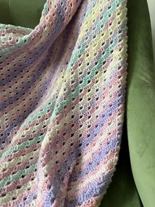 Handmade Crochet Multicolor Baby Blanket. - Picture 1 of 6