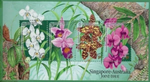 MINT 1998 SINGAPORE ORCHIDS FLOWERS JOINT ISSUE AUSTRALIA MINI SHEET - Picture 1 of 1