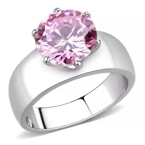 Anillo CZ rosa de 8 mm acero inoxidable TK316 - Imagen 1 de 21