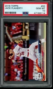 2018 Topps Series 1 Jack Flaherty RC #93 Base PSA 10 Gem Mint Card Rookie - Picture 1 of 2