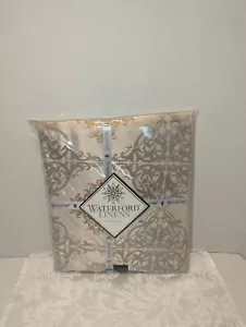 Waterford Linens 70-in Round Gold And Silver Damask Valentina Tablecloth NEW - Picture 1 of 5