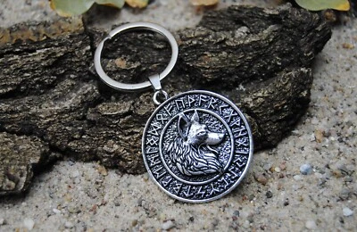 Schlüsselanhänger Wolf Husky Schäferhund Amulett Wikinger Germanen keltisch Rune - Bild 1 von 2