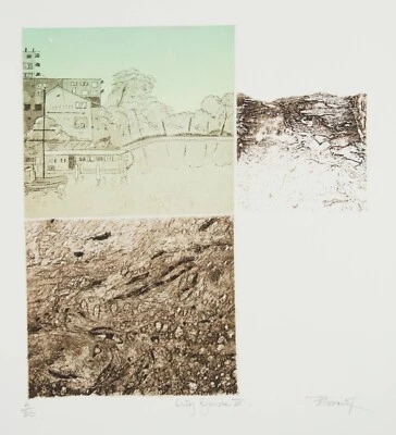 Peter BOND 'City Guide III' - Original, signed etching on paper, City landscape - image 1 of 4