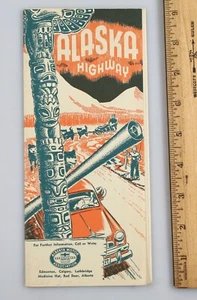 Vintage 1954 Alberta Motor Association Alaska Highway Brochure & Map Peace River - Picture 1 of 6