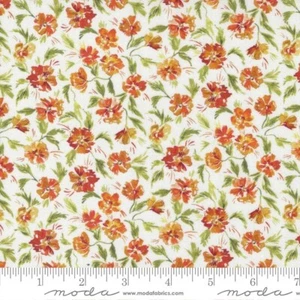 Persimmon Floral, on White, Chickadee, First Roots, Moda Fabric, 39739-11 - Picture 1 of 1