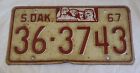 1967 South Dakota License plate 36 3743