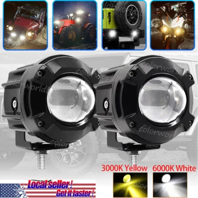 2X60W LED Work Light Driving Fog Spot Lamp White+Amber Strobe Motorcycle ATV UTV - Image 1 of 4