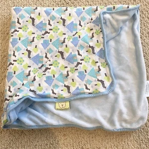 Piccolo Bambino Weiner Dog Houses Baby Blanket Green Blue Security Lovey Boys - Picture 1 of 4