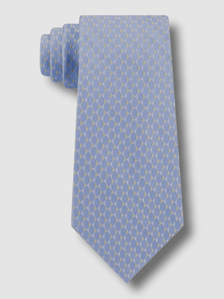 Michael Kors Men's Neck Tie Light Blue Mirrored Triangles SKINNY Silk 446