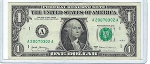 2 de marzo de 2007: A20070302 billete de un dólar elegante billete de cumpleaños serie año de nacimiento - Imagen 1 de 2