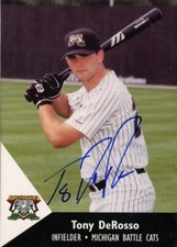 1995 Michigan Battle Cats TONY DEROSSO Signed Card autograph AUTO RED SOX