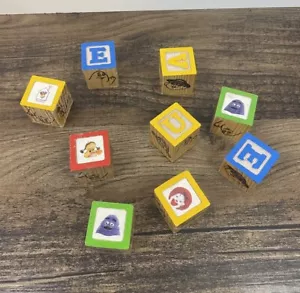 Vintage Lot Of 9 McDonald's Wood Building Blocks Ronald Birdie Grimace - Picture 1 of 6