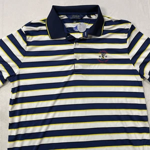 Polo Ralph Lauren Mens Large Short Sleeve Striped Polo Shirt White Blue - Picture 1 of 8