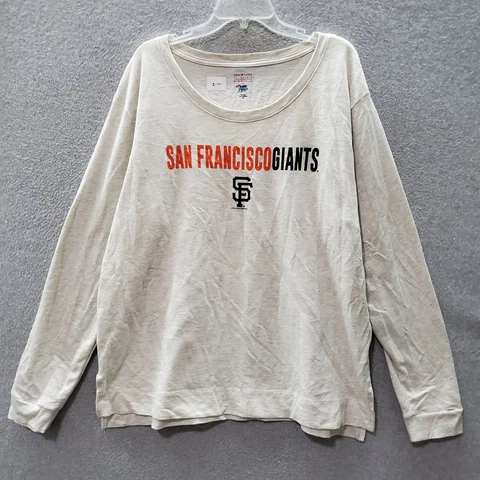 San Francisco Giants Women Sweater 2XL Gray Logo Long Sleeve Off The Shoulder Cover