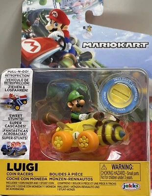 Jakks World Of Nintendo Super Mario Coin Racers Mario Kart Toy Car LUIGI Foto 1 de 3