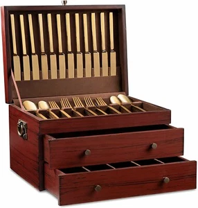 "Elegante scatola per posate in legno: elegante soluzione di archiviazione per utensili!" Royalty Art - Foto 1 di 7