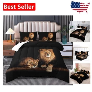 Unique Animal Print Black Comforter Set - Full Size with Pillowcases Included - Picture 1 of 10