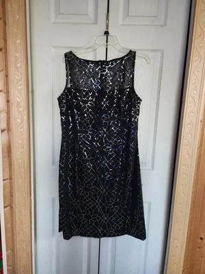 American Living Sequined Sleeveless Black Cocktail Dress - Image 1 of 4