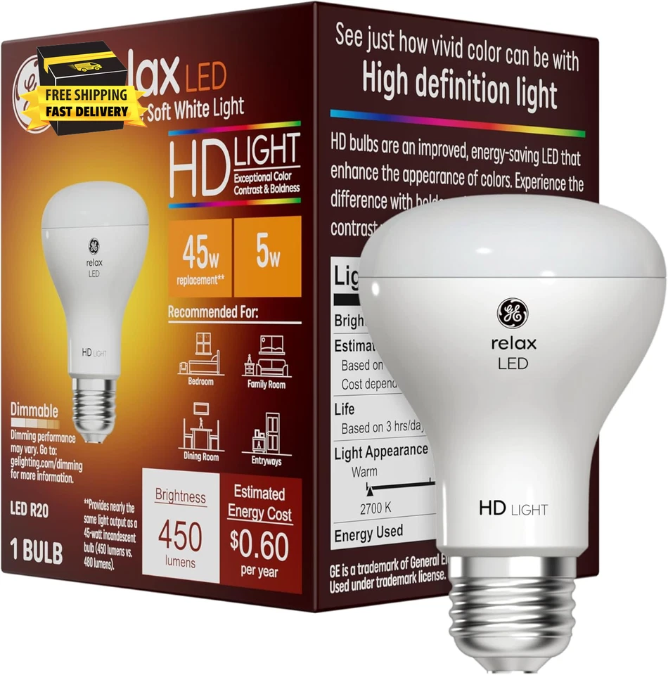 Relax LED Light Bulb, 45 Watt, Soft White, R20 Indoor Floodlight (1 Pack) ⭐️⭐️⭐️ - Image 1 of 4