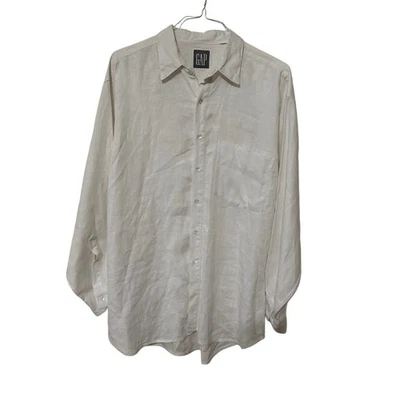 GAP Linen Shirt Men’s Measures 26” across chest pit-to-pit Color White - Image 1 of 4