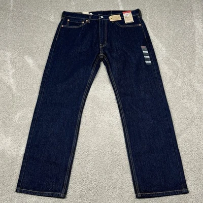 Levi's Men's 505 Regular Fit Straight Leg Dark Blue Jeans 36x30 New With Tags - Image 1 of 4