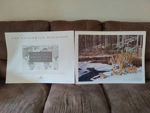 Huge 21.25 X 29" Simon Coombes Art SIGNED Ltd Ed Print SIBERIAN WINTER Tigers - Picture 1 of 15