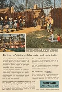 Sinclair Oil Corporation 1957 Print Ad America’s 350th Birthday Party American - Bild 1 von 1
