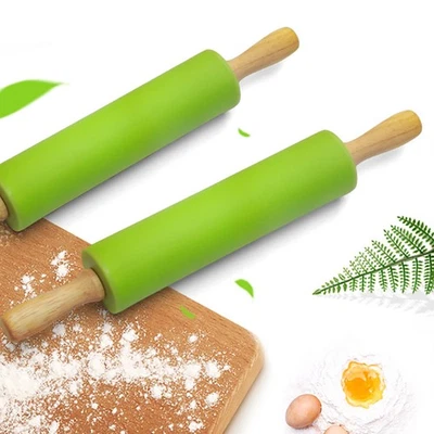 Silicone Dough Rolling Pin Non-Stick Pizza Cookies Baking Tools Kitchen Gadgets - Image 1 of 4