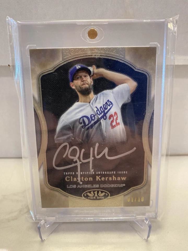 2020 Topps Tier 1 Autographs Clayton Kershaw #T1A-CK Gold /10 - Image 1 of 2