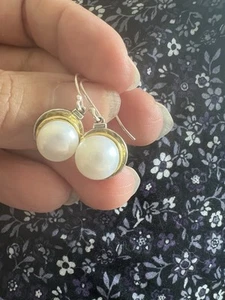 silpada sterling silver pearl drop dangle earrings RARE - Picture 1 of 7
