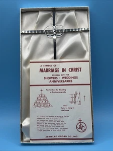 Vintage Marriage In Christ Silver Plated 10" Cross Wedding Cake Jeweled Cross Co - Picture 1 of 3
