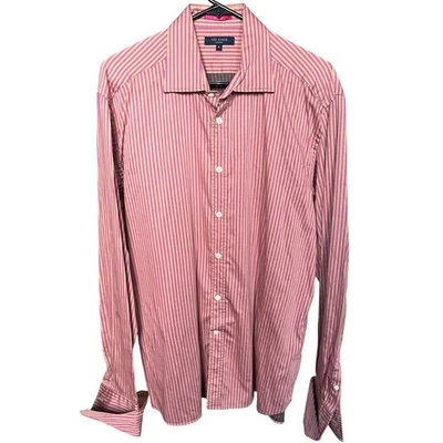 Camisa de manga larga Ted Baker London rosa y dorado a rayas con botones - 5 (XL) Foto 1 de 4