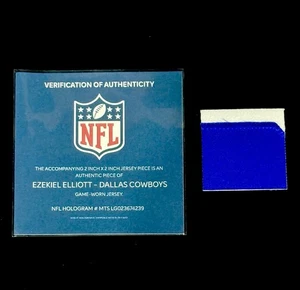Ezekiel Elliott Game Worn Jersey Patch 2x2 Inch NFL Certified Dallas Cowboys - Picture 1 of 2