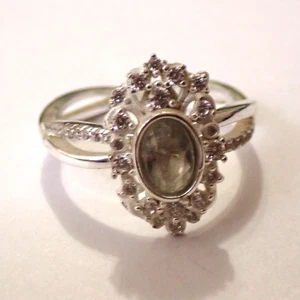 Size 8 CZ Cluster Ring Smoky Stone 925 Sterling Silver Overlapping Band RBB 4.2g - Picture 1 of 8