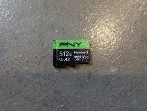 PNY 512GB Premier-X Class 10 U3 V30 microSDXC Flash Memory Card Black, Green - Photo 1 sur 1