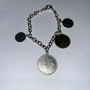 Sterling Silber 925 Lire Münze Bettelarmband - Bild 1 von 5
