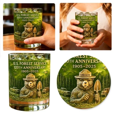 Vaso de whisky Smokey Bear U.S. Forest Service 120 aniversario 1905-2025 Foto 1 de 4