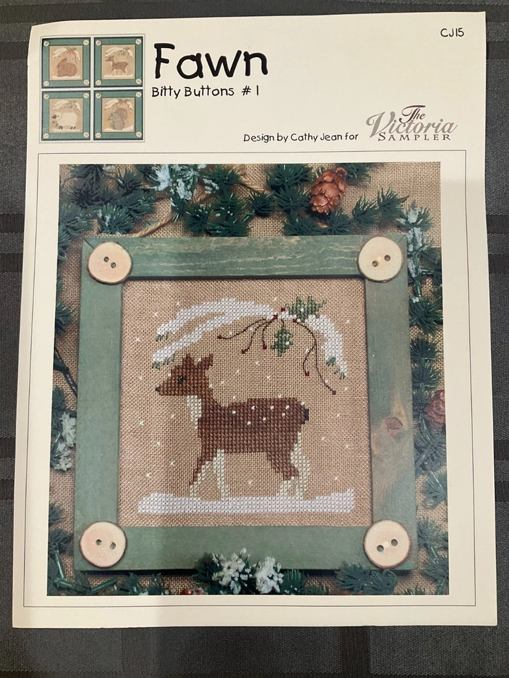 Fawn Bitty Buttons #1 Cross Stitch  - The Victoria Sampler - Image 1 of 3