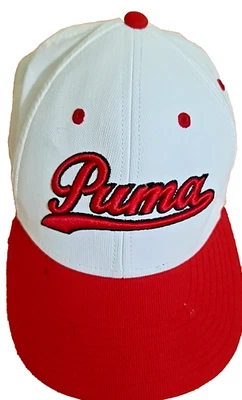 PUMA Dry Cell HAT CAP White Red Raised Logo Flex fit Hat - Image 1 of 4