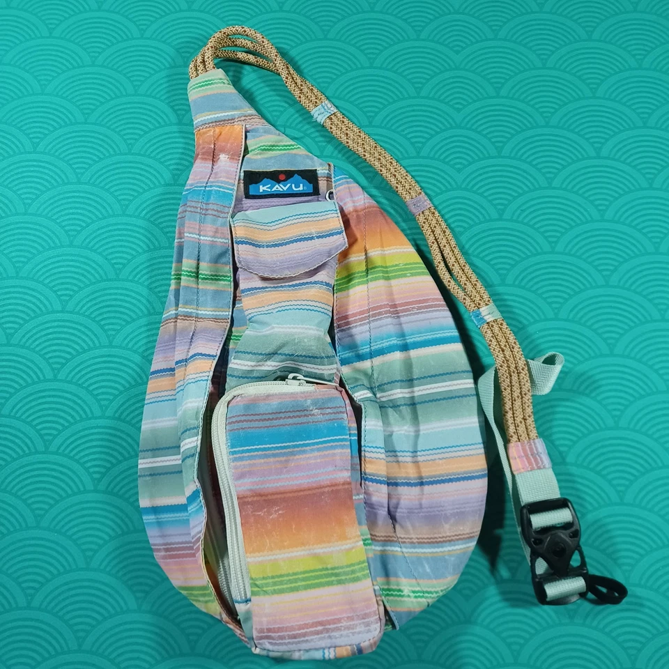 KAVU оригинальный веревки слинга сумка многоцветный через плечо рюкзак в полоску - Изображение 1 из 4