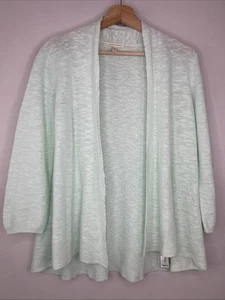 Cárdigan para mujer Eileen Fisher S verde menta mezcla de lino orgánico frente abierto - Imagen 1 de 11