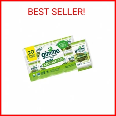 gimMe - Sea Salt & Avocado Oil - 20 Count - Organic Roasted Seaweed Sheets - Ket