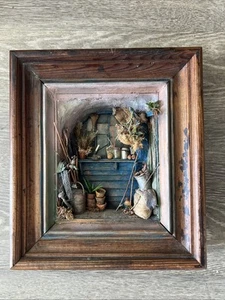 Portrait Scene Shadow Box garden Outdoor  Dollhouse 1:12 miniature - Picture 1 of 6