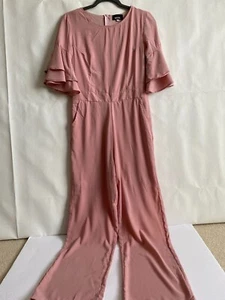 Amy Byer Dresses Jumpsuits Crew neck Ruffle short Sleeve blush pink size L read - Picture 1 of 14