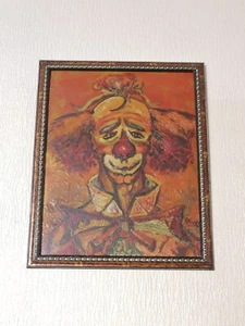 Vintage Trauriger Clown Öl auf Holz signiert MANERA 66/54cm - Bild 1 von 13
